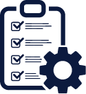 Project management logo that contains a checkboard with checkboxes and lines for text